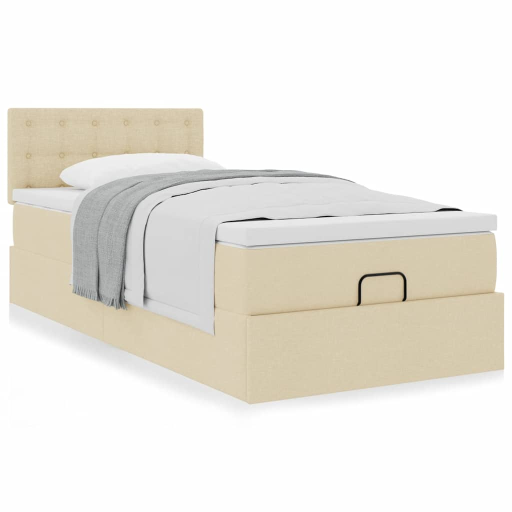 Ottoman-Bett mit Matratze Creme 80×200 cm Stoff