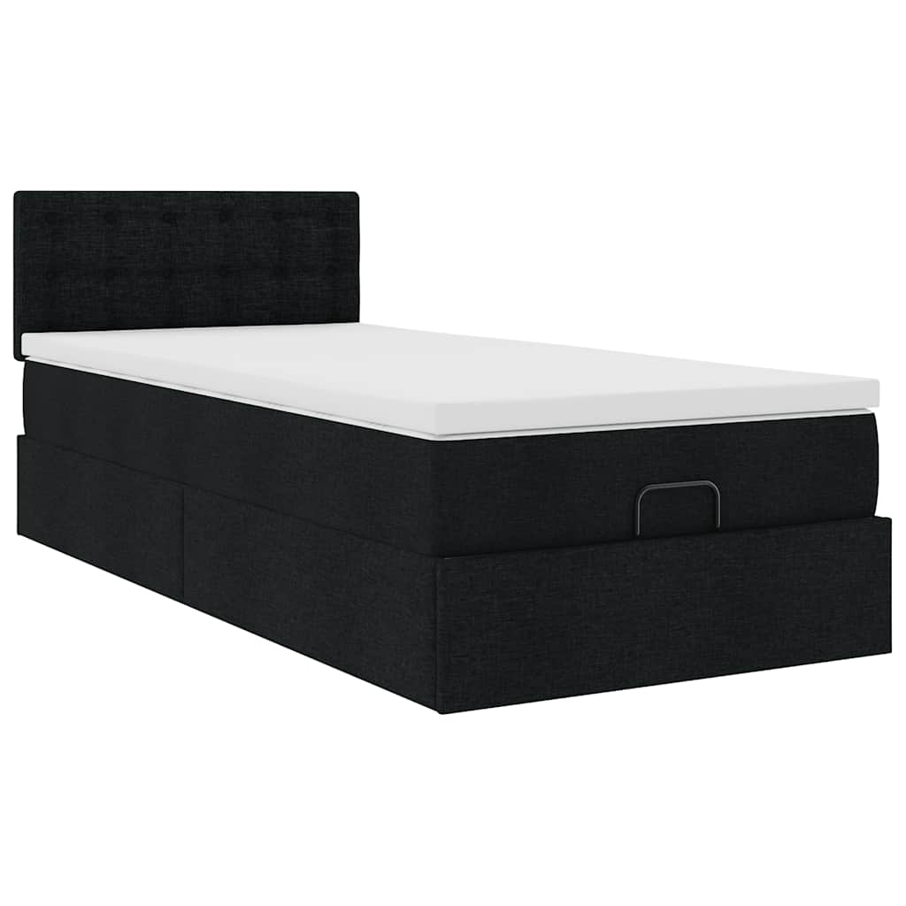 vidaXL Ottoman bed met matras 90x190cm stof zwart, foto 4
