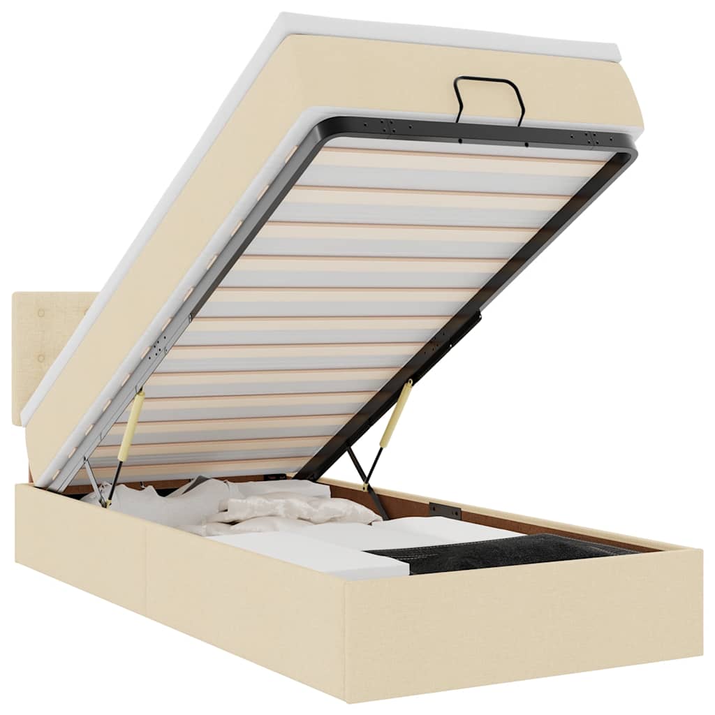 Thumbnail - vidaXL Ottoman-Bett mit Matratze Creme 90x190 cm Stoff
