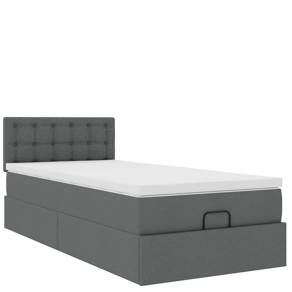 vidaXL Bed met matras 90x200 cm stof donkergrijs grijs, foto 4
