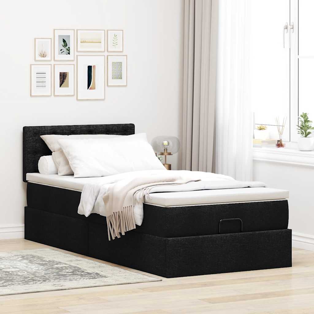 vidaXL Bed met matras 90x200 cm stof zwart, foto 2