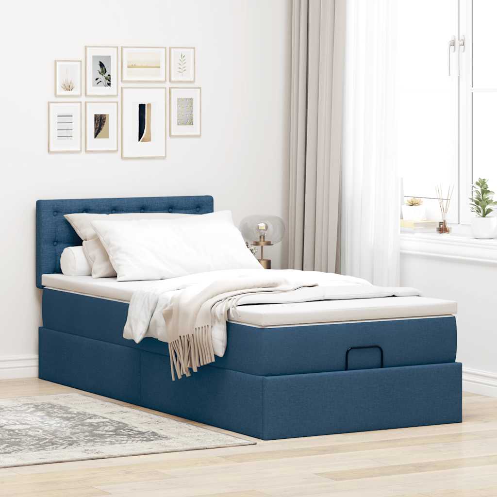 Thumbnail - vidaXL Ottoman-Bett mit Matratze Blau 90x200 cm Stoff