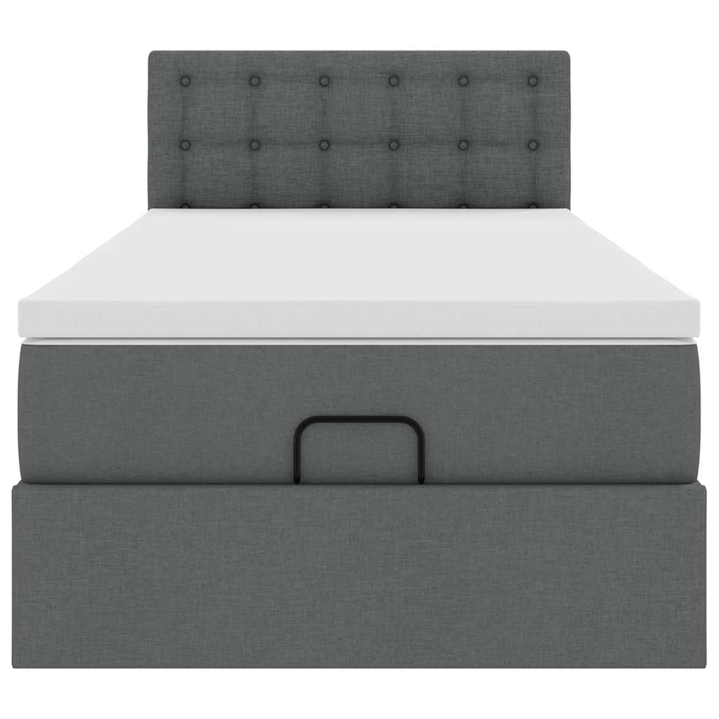 vidaXL Ottoman bed met matras 100x200cm stof donkergrijs grijs, foto 4