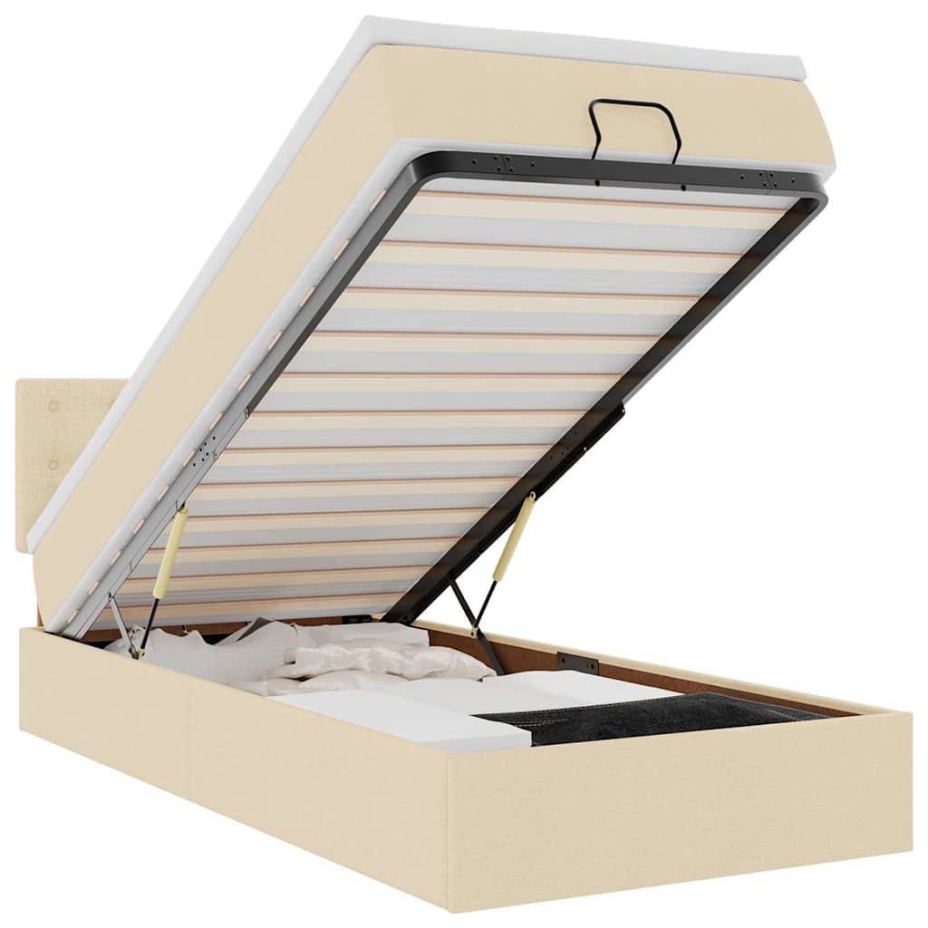 Thumbnail - vidaXL Ottoman-Bett mit Matratze Creme 100x200 cm Stoff