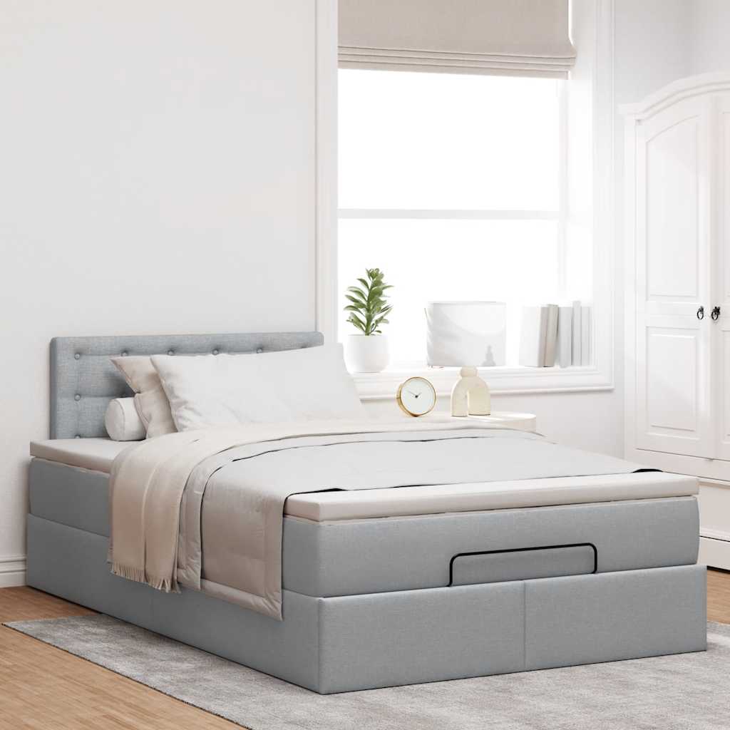 vidaXL Pat otoman cu saltea țesătură gri deschis 120x190 cm