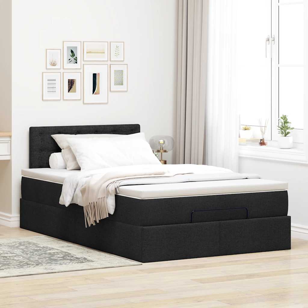 vidaXL Bed met matras 120x190 cm stof zwart afbeelding