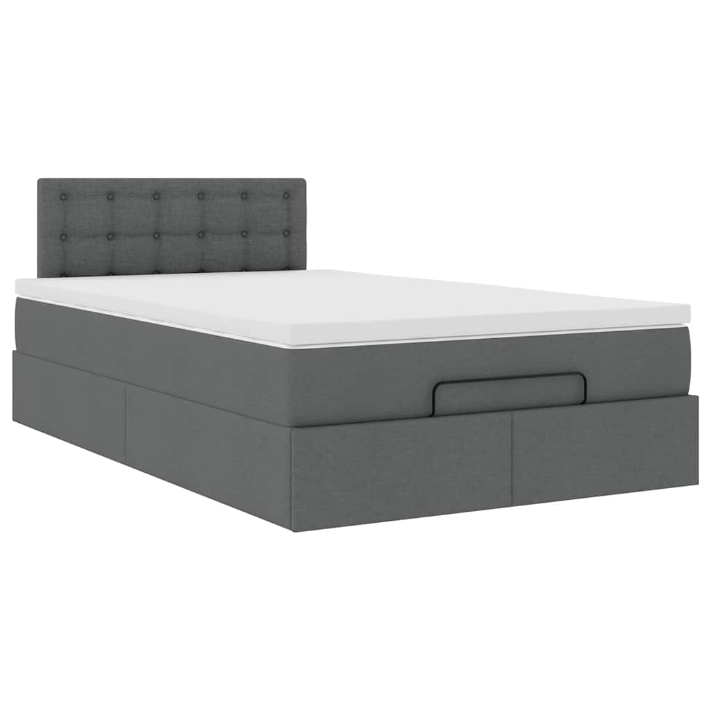 vidaXL Bed met matras 120x200 cm stof donkergrijs grijs, foto 4