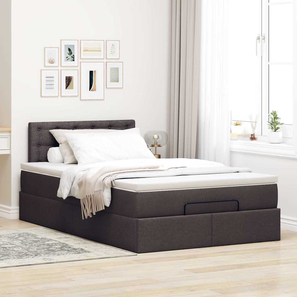 vidaXL Bed met matras 120x200 cm stof donkerbruin afbeelding