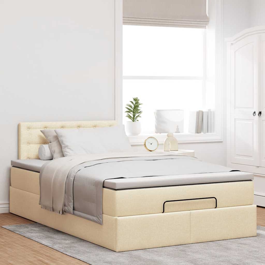 Thumbnail - vidaXL Ottoman-Bett mit Matratze Creme 120x200 cm Stoff