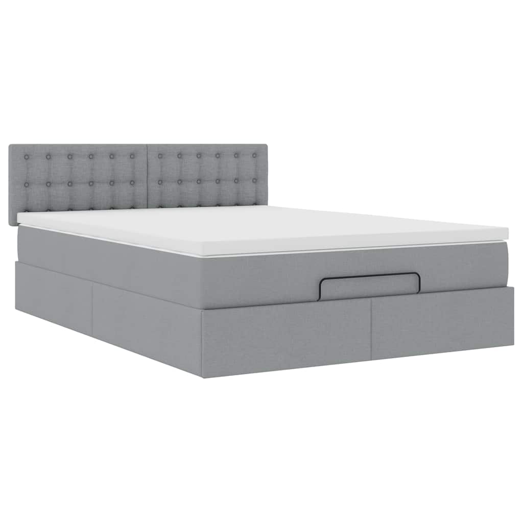 vidaXL Bed met matras 140x190 cm stof lichtgrijs grijs, foto 4