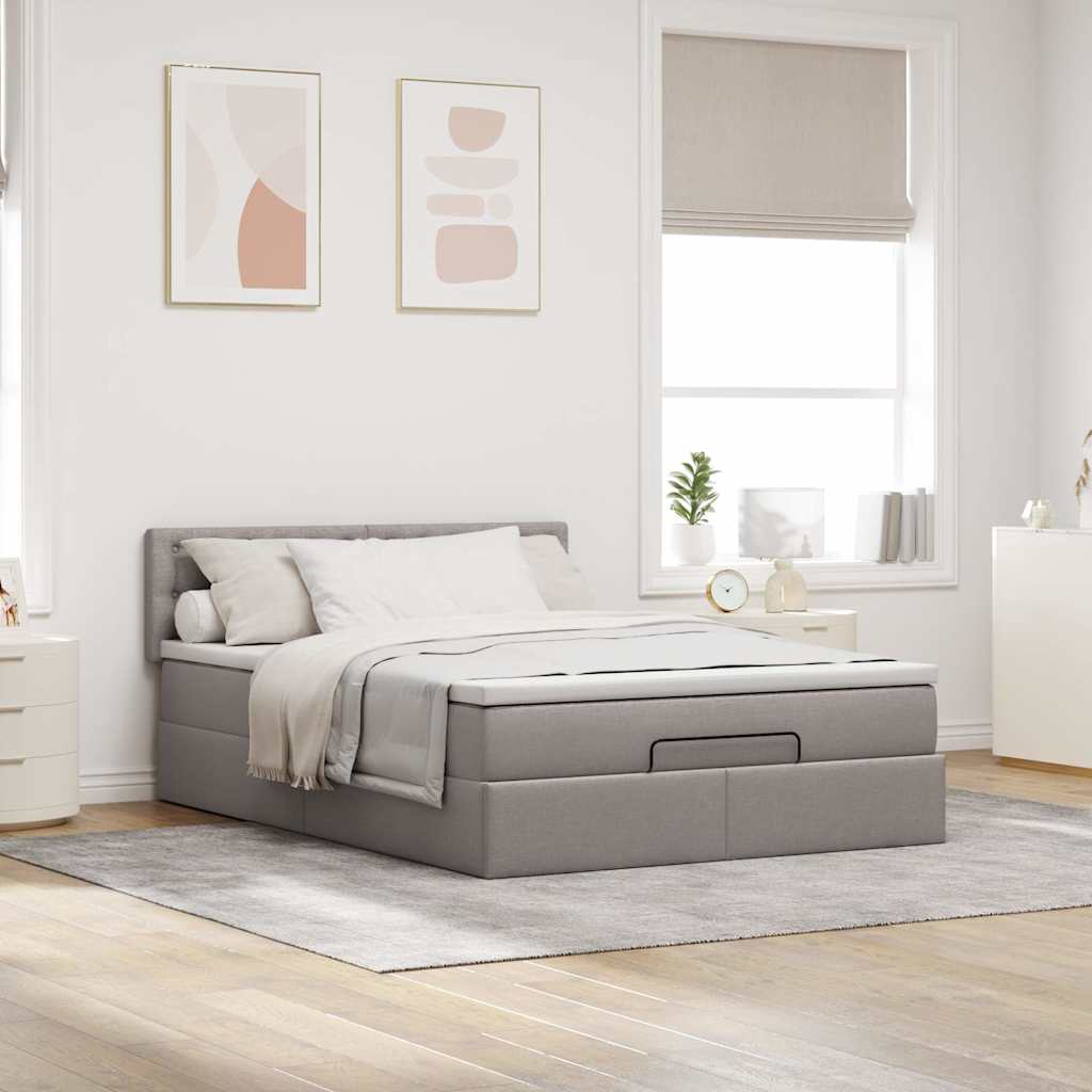 vidaXL Bed met matras 140x190 cm stof taupe, foto 2