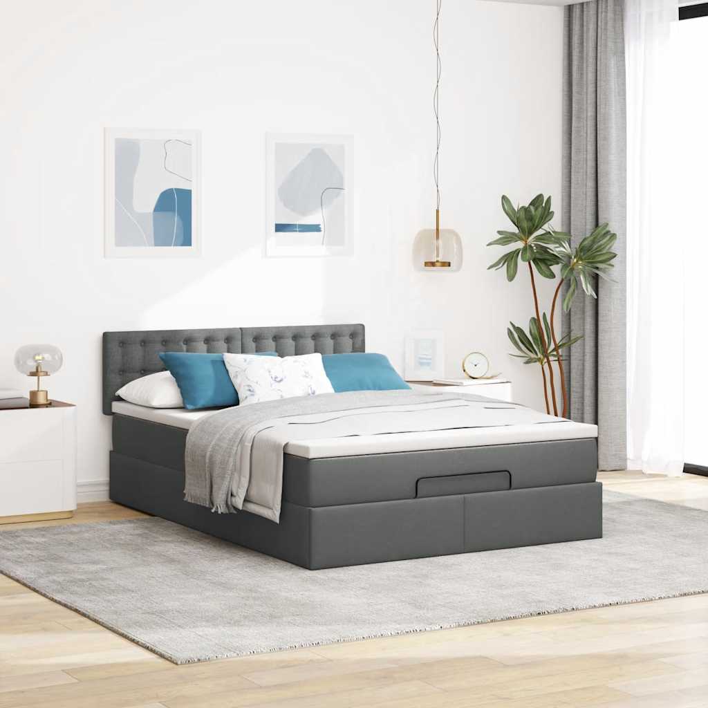 Thumbnail - vidaXL Ottoman-Bett mit Matratze Dunkelgrau 140x200 cm Stoff