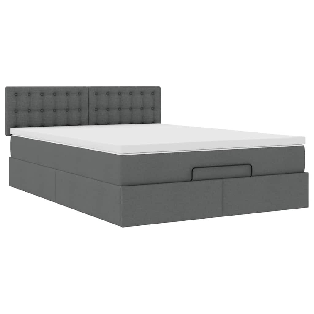 vidaXL Bed met matras 140x200 cm stof donkergrijs grijs, foto 4