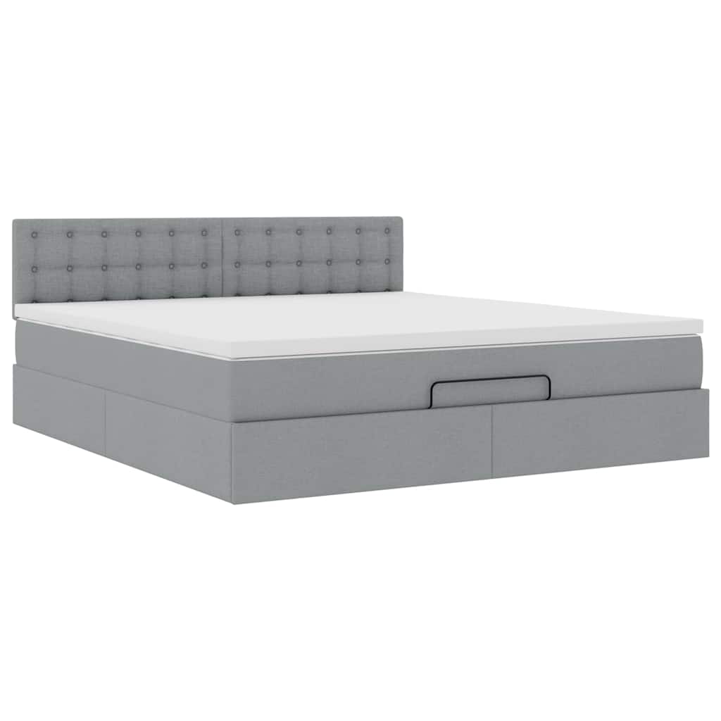 vidaXL Bed met matras 160x200 cm stof lichtgrijs grijs, foto 4