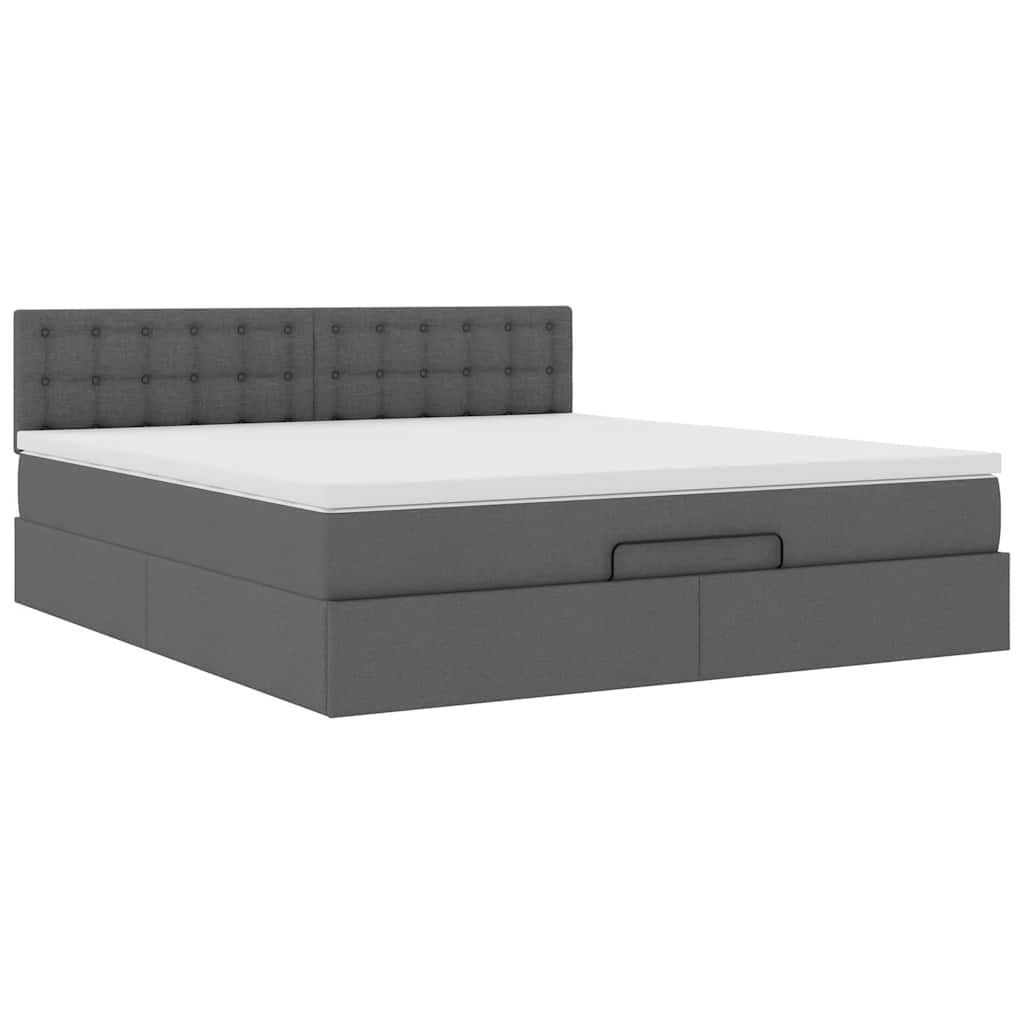 vidaXL Ottoman bed met matras 160x200cm stof donkergrijs grijs, foto 4