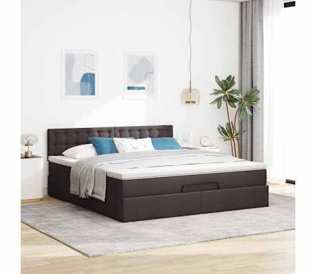 VidaXL Cadre de lit ottoman avec matelas marron fonc&eacute; 160x200 cm tissu