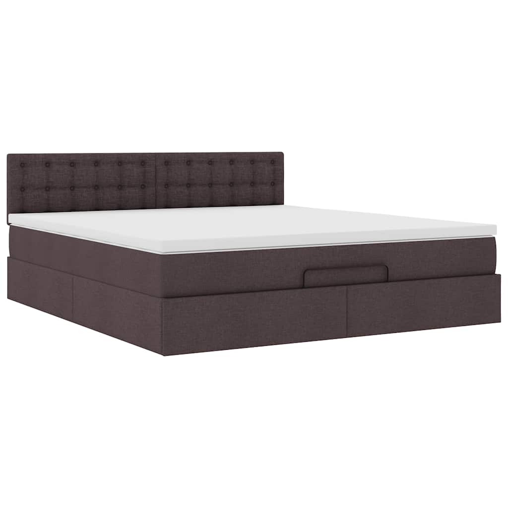 vidaXL Ottoman bed met matras 180x200cm stof donkerbruin bruin, foto 4