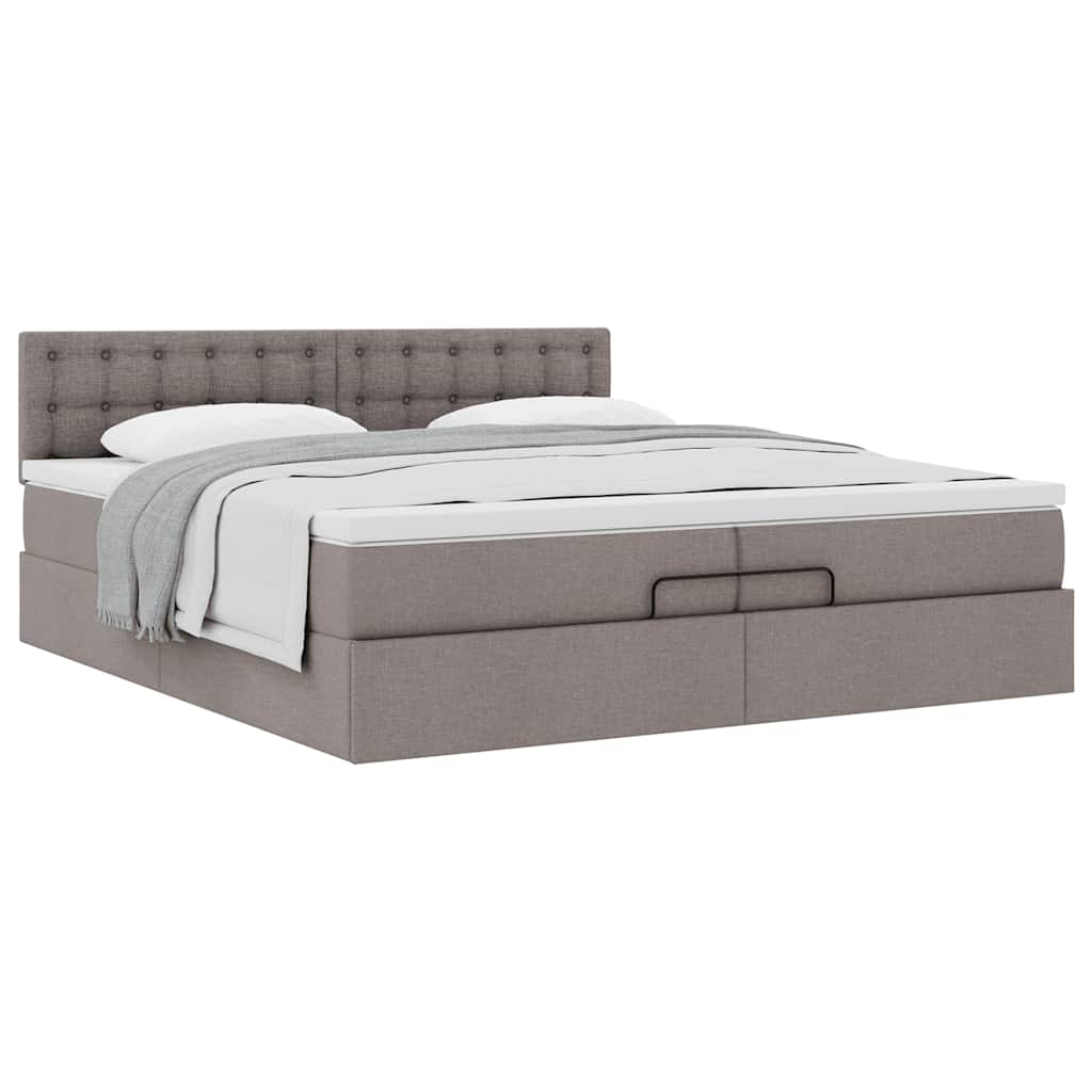 Ottoman-Bett mit Matratze Taupe 200×200 cm Stoff