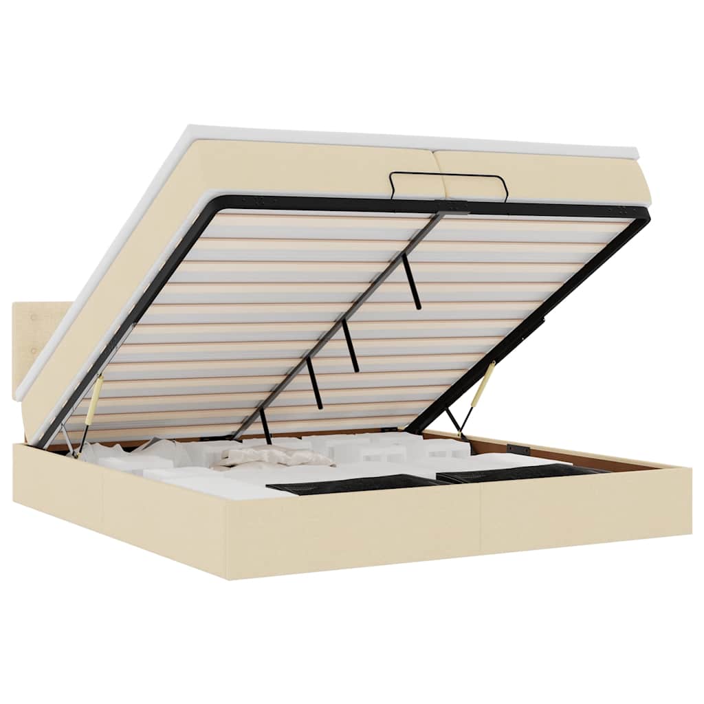 vidaXL Osmanský rám postele s matrací krémová 200x200 cm textil