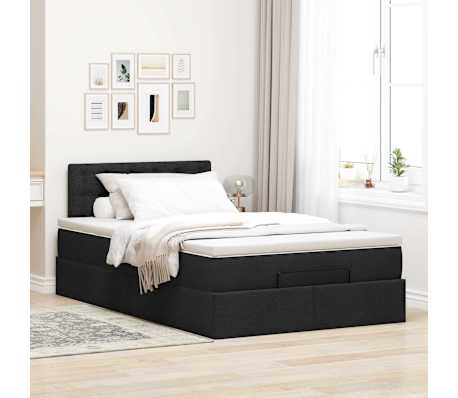 vidaXL Ottoman Bed with Mattress Black King Single Fabric