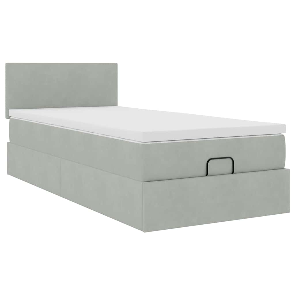vidaXL Ottoman bed met matras 80x200cm fluweel lichtgrijs grijs, foto 4