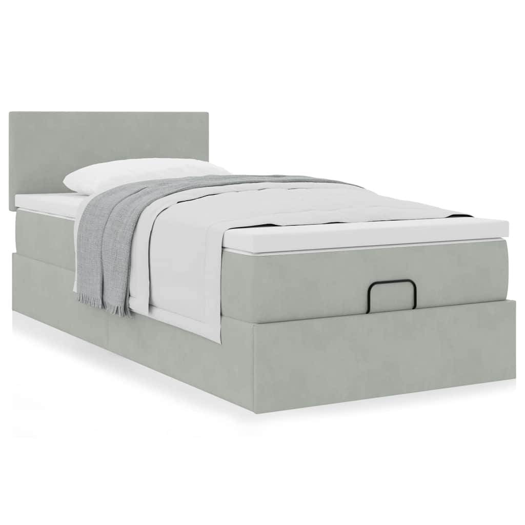 vidaXL Ottoman-Bett mit Matratze Hellgrau 80x200 cm Samt