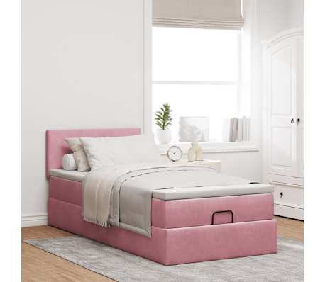 vidaXL Ottoman s&auml;ngram med madrass rosa 80x200 cm sammet
