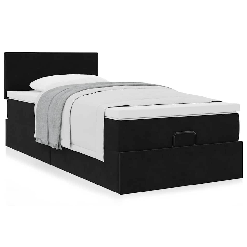 vidaXL Ottoman-Bett mit Matratze Schwarz 90x190 cm Samt