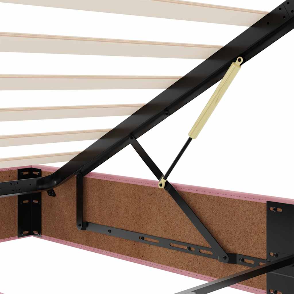 Otomanski posteljni okvir z vzmetnico roza 90x190 cm žamet - slika 13