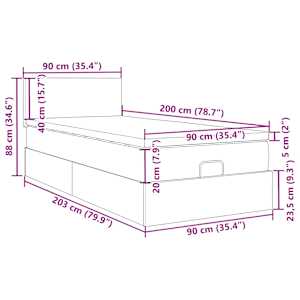 Osmanský rám postele s matrací světle šedá 90x200cm samet - obrázek 16