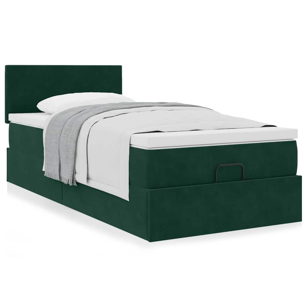 vidaXL Ottoman bed met matras 90x200cm fluweel donkergroen groen, foto 2