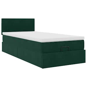 Osmanský rám postele s matrací tmavě šedá 90x200cm samet - obrázek 5