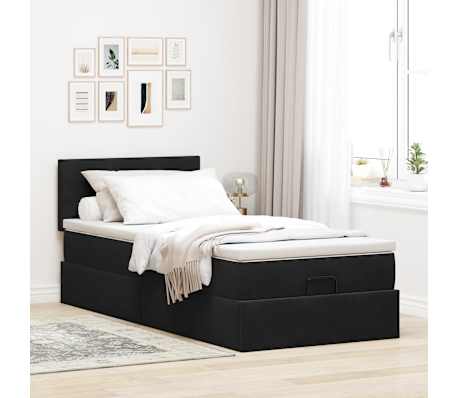 vidaXL Ottoman bed met matras 100x200 cm fluweel zwart
