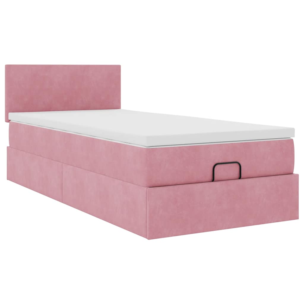 vidaXL Ottoman bed met matras 100x200 cm fluweel roze, foto 4