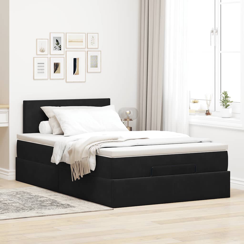 vidaXL Bed poef met matras 120x190 cm fluweel zwart afbeelding
