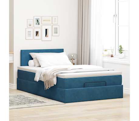 vidaXL Cama otomana con colch&oacute;n 120x190 cm terciopelo azul oscuro