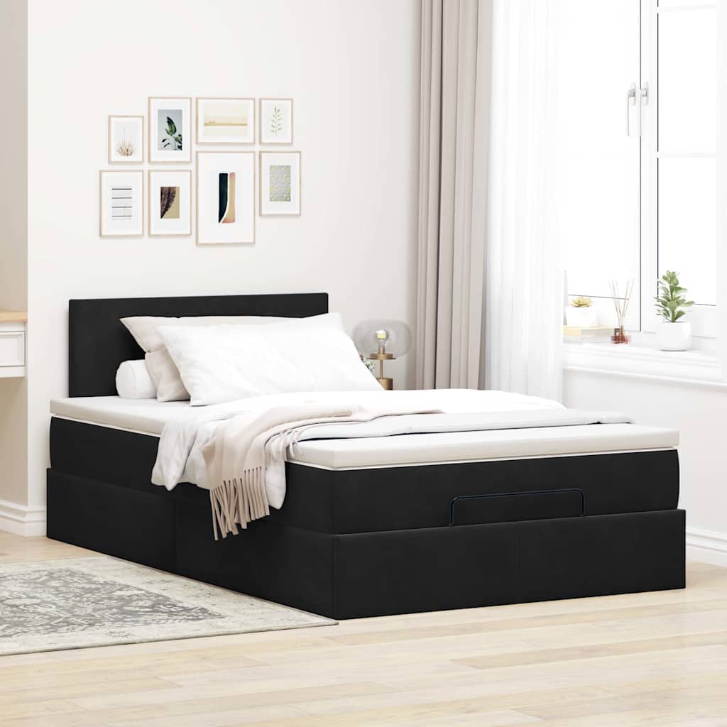 vidaXL Ottoman bed met matras 120x200cm fluweel zwart afbeelding