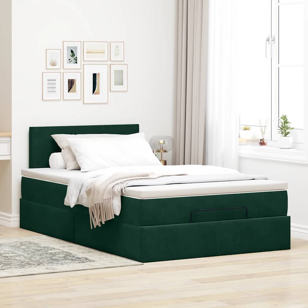 vidaXL Ottoman bed met matras 120x200cm fluweel donkergroen groen, foto 2