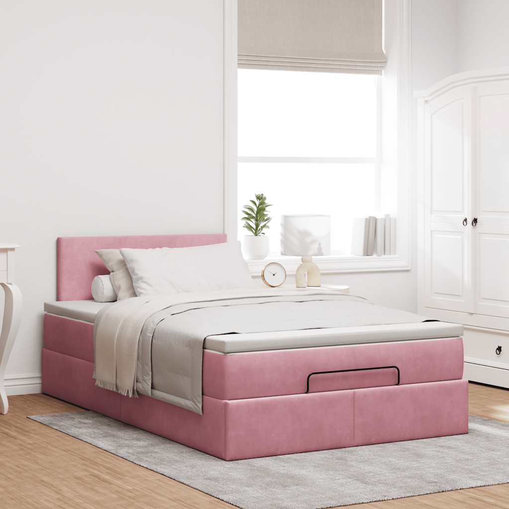 Thumbnail - vidaXL Ottoman-Bett mit Matratze Rosa 120x200 cm Samt