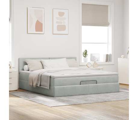 vidaXL Ottoman bed met matras 160x200cm fluweel lichtgrijs