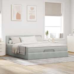 vidaXL Ottoman bed met matras 160x200cm fluweel lichtgrijs