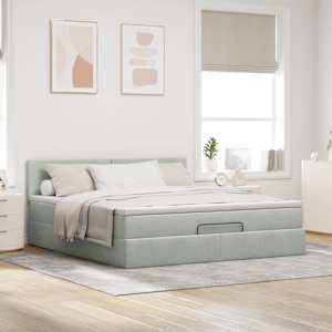vidaXL Ottoman bed met matras 160x200cm fluweel lichtgrijs
