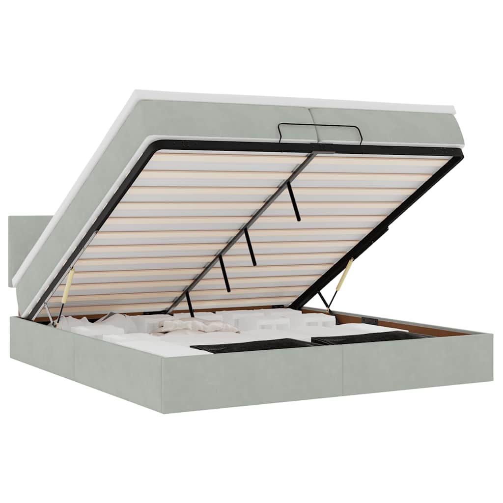 vidaXL Osmanský rám postele s matrací světle šedá 200x200 cm samet