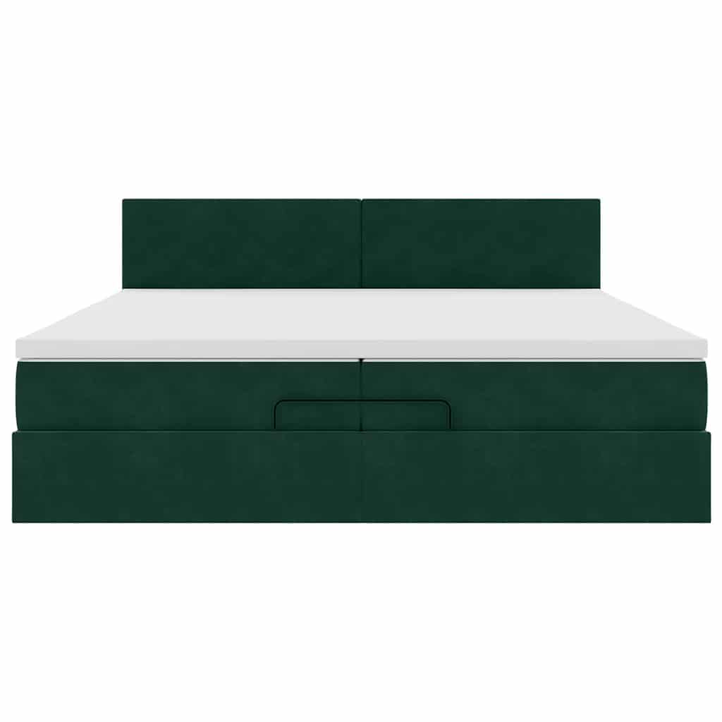 Osmanský rám postele s matrací tmavě zelená 200x200 cm samet - obrázek 7