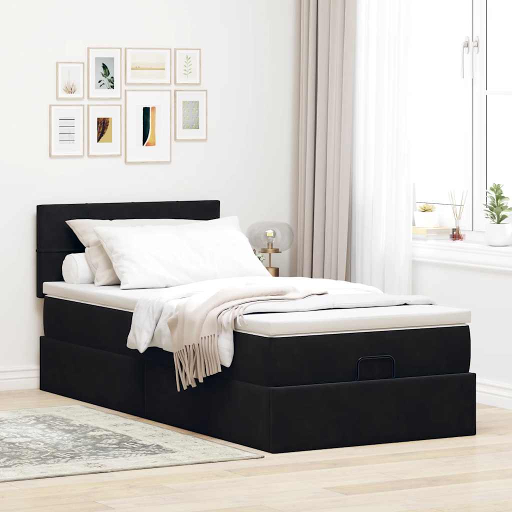 vidaXL Ottoman bed met matras 80x200cm fluweel zwart afbeelding