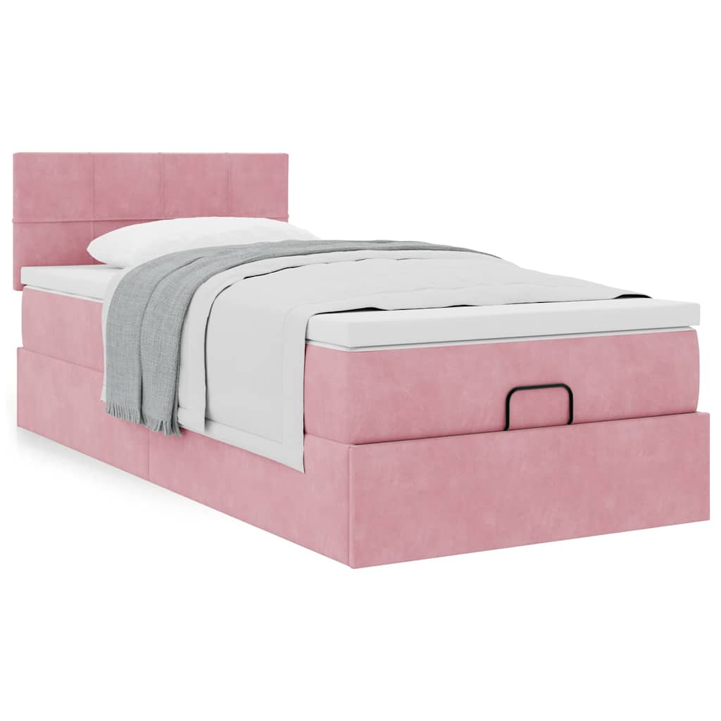 vidaXL Ottoman-Bett mit Matratze Rosa 80x200 cm Samt