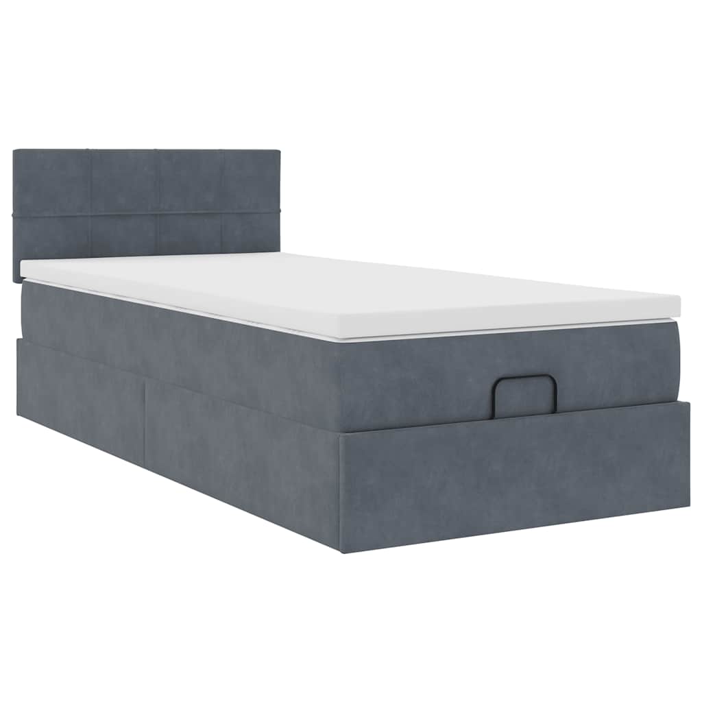 vidaXL Ottoman bed met matras 90x190cm fluweel donkergrijs grijs, foto 4