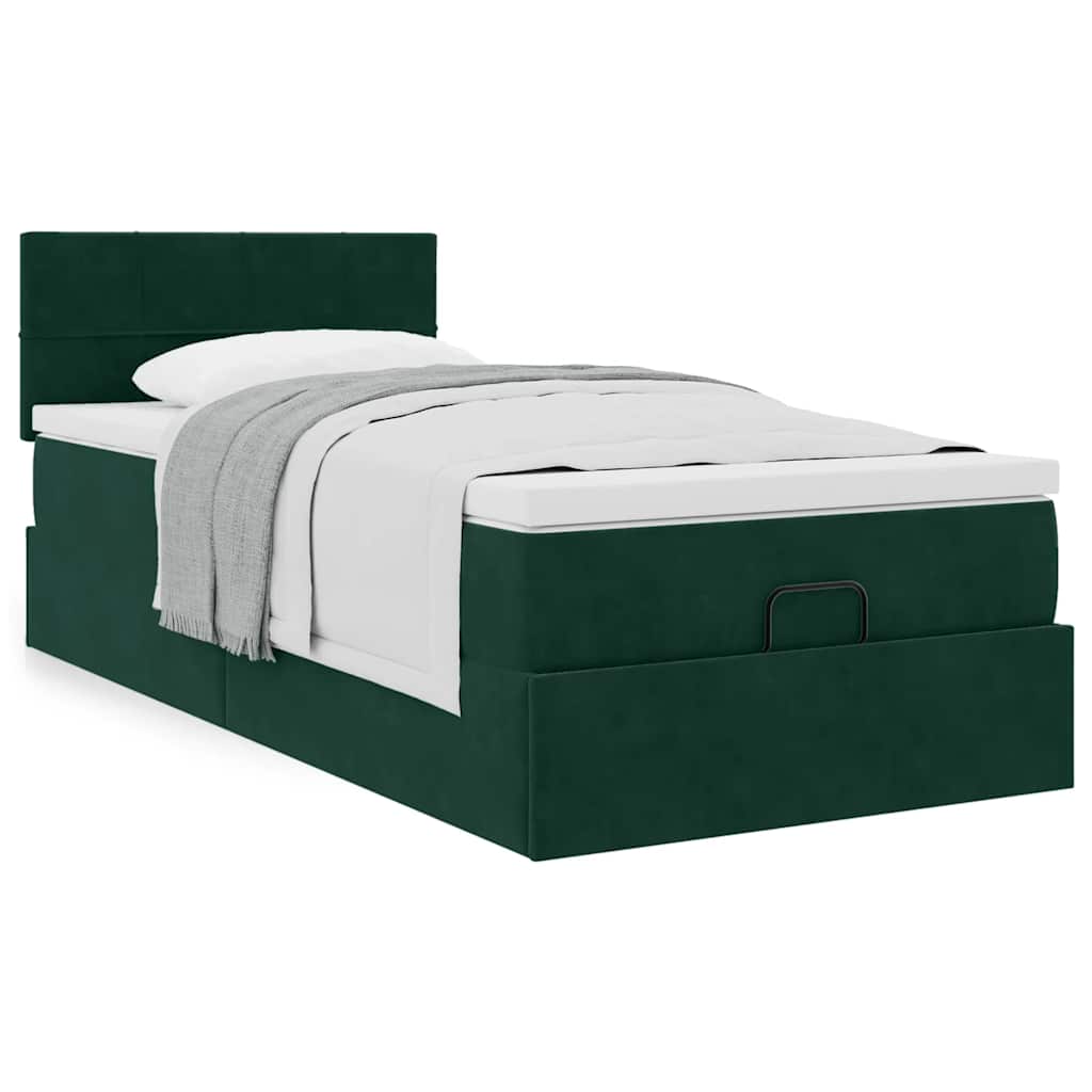 vidaXL Ottoman bed met matras 90x190cm fluweel donkergroen groen, foto 4