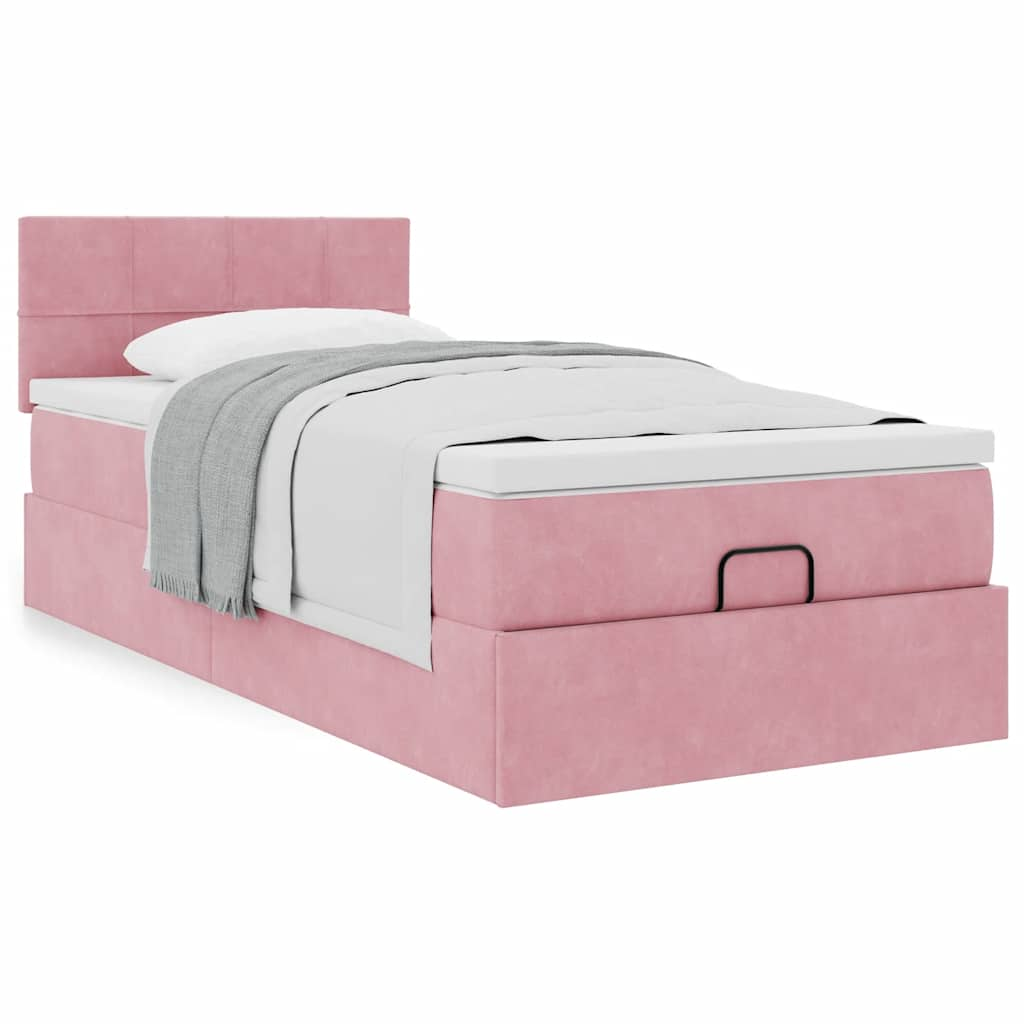 Ottoman-Bett mit Matratze Rosa 90×190 cm Samt