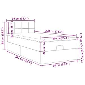 Osmanský rám postele s matrací světle šedá 90x200cm samet - obrázek 16
